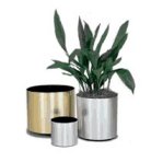 Brushed  or  Polished Metalized Chrome or Brass finish  Interior Landscape Containers